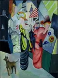 G. Diepeveen, naar Macke, Gerard Diepeveen, olieverf op linnen, 2 dames naar August Macke 30x40cm