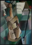 G. Diepeveen, viool, Gerard Diepeveen, olieverf op linnen, abstracte viool (naar Picasso) 50x70cm