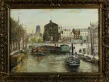 W. Paradis, Delftse poort, 1950), olieverf op linnen, Delftse poort met Laurenskerk 50x70cm