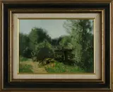 Coen Kuijpers, bruggetje, Cornelis Kuypers ( 1864 - 1932), olieverf op linnen, bruggetje over sloot 24x33cm