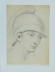 Tekening Diana, 18e eeuw, Tekening (potlood op papier) 17e-18e eeuw, portret Diana 32x24cm