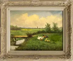 eenden by A. Broekman, 1960, olieverf op linnen, eendenfamilie 30x40cm, sold Jul 2014