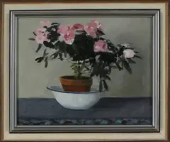 v. Hooij, stilleven, H. van 't Hoog, olieverf op linnen, bloemstilleven 50x40cm