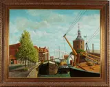 A. Reuvers, havengezicht, Anton Reuvers (Enschede), olieverf op linnen, havengezicht van Enkhuizen 120x90cm