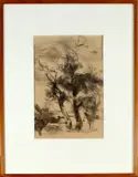 Ro Mogendorff, bomen, Ro Mogendorff 1967 (Rosa, Joodse kunstenares Amsterdam 1907 - 1969 Laren), Chinese inkt op papier, bomen 67x54cm