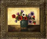 Hubert Schalenberg, anemonen, Hubert Schalenberg (Delft 1883 - ), olieverf op linnen, Chinese gemberpot met bloemen 24x19cm