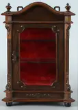 19e eeuw by Kleine Duitse notenhout-fineer hang-pronkvitrine ca, Kleine Duitse notenhout-fineer hang-pronkvitrine ca, sold Jul 2014