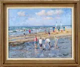 A.C. van Noort, strand, Arie Cees van Noort ( 1914 - 2003), olieverf op linnen, strandgezicht zandvoort Holland 45x35cm