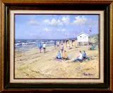 A.C. van Noort, strand, Arie Cees van Noort ( 1914 - 2003), olieverf op linnen, strandgezicht zandvoort Holland 30x40cm