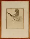 Ro Mogendorff, vogel, Ro Mogendorff (Rosa, Joodse kunstenares Amsterdam 1907 - 1969 Laren), Chinese inkt op papier, "vogel" 35x30cm