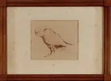 Ro Mogendorff, vogel, Ro Mogendorff (Rosa, Joodse kunstenares Amsterdam 1907 - 1969 Laren), rode inkt op papier, eend 30x35cm