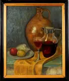 G. v.d. Bos, stilleven, Bos 1943, olieverf op paneel, stilleven 40x49cm