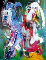 Jan te Wierik, Happy Family, Jan te Wierik (1954 - 2002), olieverf op linnen, Happy Family 100x80cm