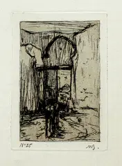 Ets M. Bauer, poort, Marius Bauer ( 1867 - 1932), ets op papier (met origineel wisselingh nr