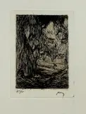 Ets M. Bauer, vrouw op ezel, Marius Bauer ( 1867 - 1932), ets op papier (met origineel wisselingh nr