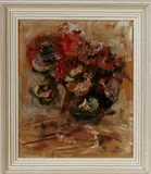 Henry Kley, bloemen, Henry Kley (Delft 1903 - ), olieverf op paneel, vaas met bloemen 30x36cm