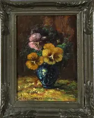 J. van Gaarden ca, stilleven, 1930, olieverf op paneel, bloemstilleven 14x10cm