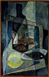 J. Spronk, stilleven, Jan Spronk '51 (Amersfoort 1920 - ), olieverf op linnen, kubistisch stilleven 98x61cm