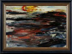 klein abstract by Henry Kley, Henry Kley (Delft 1903 - ), olieverf op linnen, zeegezicht 50x35cm, sold Jan 2014