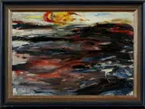 Henry Kley, klein abstract, Henry Kley (Delft 1903 - ), olieverf op linnen, zeegezicht 50x35cm