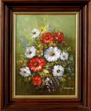 bloemen by Domergi, olieverf op linnen, bloemstilleven 30x40cm, Domergi, olieverf op linnen, bloemstilleven 30x40cm, sold Jan 2014
