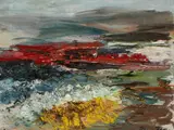 Henry Kley, abstract landschap, Henry Kley (Delft 1903 - ), olieverf op linnen, asbstract landschap 50x40cm