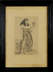 Egyptisch by Antieke ets, 1920 (Duitse School), ets op papier, Egyptische vrouw 23x16cm, sold Jan 2014