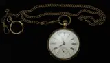 goud by Zakhorloge, Gg 585 & 000, Horloge is voorzien van gravure en heeft een double horlogeketting. ø 45 mm, sold Oct 2013