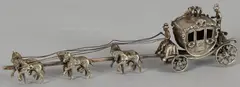 Zilv. miniatuur, koets, Zilveren miniatuur, de Gouden Koets met zesspan, 835/000 Grootkeur, Amsterdam Jaarletter: B 1986, L