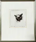 Bob ten Hope, ets, Bob ten Hope 1994 ( 1920 Bussum - ), ets op papier, Kat Marja (doof en blind, 20 jaar oud) 13x13cm