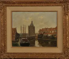 Frits Goosen, Enkhuizen, Frits Goosen (1943 Hilversum), olieverf op linnen, Enkhuizen 23x29cm