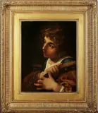 Ongesigneerd? 19e Eeuw, luitspeler, Ongesigneerd 18e-19e eeuw (Engelse School?), olieverf op linnen, luitspeler 38x49cm