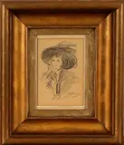 Jan Bleijs, portret, Jan Bleys 1911 (1868 Hoorn - ), tekening op papier, damesportret 10x13cm