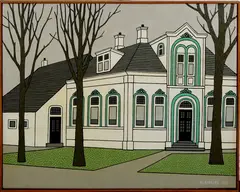 Klaas Bernink, boederij, Klaas Bernink (1913 -1996), olieverf op linnen, boerderij 40x50cm