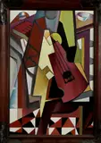 Gerard Diepeveen, viool, Gerard Diepeveen (Enschede), olieverf op paneel, Balalaika kubisten 35x53cm
