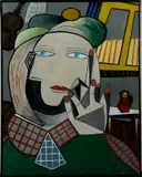 G. Diepeveen, Picasso-hoofd, Gerard Diepeveen (Enschede), olieverf op linnen, voorstelling naar Picasso 50x40cm