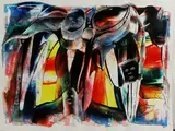 Ivo Katavio, Yugoslavië, Ivor Robert Katavio 1970 (Split - mpotski), olieverf op papier, gezichten 47x60cm