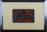 Eef de Weerd, abstract, Eef de Weerd 1976 (Hengelo), gemengde techniek op karton, abstracte compositie 34x25cm