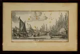 Bickers Eijlandt, gravure, Bickers Eijlandt, gravure op papier, Antieke 17-18e eeuw, paars-bruine vlekken, 25x14cm., Cond.:R