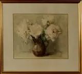 Loes van Groningen, bloemstilleven, Lucie van Groningen (Zwolle 1884 - ), aquarel op papier, vaas met pioenrozen 38x31cm