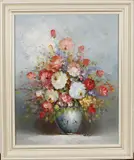 de Roo, bloemstilleven, Gesigneerd de Roo, olieverf op linnen, bloemstilleven 40x50cm