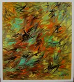 Otto Herter, acryl, Otto Herter (1924 Pjatigorsk Kaukasus - Hamburg ), olieverf op linnen, abstracte compositie (met boek) 70x80cm