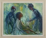 Otto Herter, 3 figuren, Otto Herter ( 1924 Pjatigorste Kaukasus - Hamburg), olieverf op linnen, 3 figuren 50x60cm