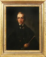R. Waleijn, portret, Waleijn? 1848, olieverf op paneel, schilder met penseel 31x24cm