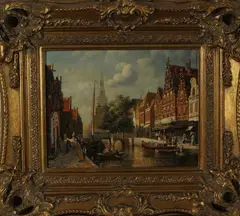 G. Kat, Amsterdam, Kat 2e helft 20e eeuw, olieverf op paneel, grachtengezicht AMsterdam 30x40cm