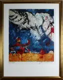repro gelim. by Jan Cremer, Jan Cremer (1940 - ), reproductie op papier, eigen compositie 88x70cm, sold Jan 2013