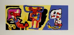 Jan te Wierik, zeefdruk, Jan te Wierik 46/80 (Hengelo 1954 - 2002 Rekken), zeefdruk op papier zeefdruk voor Catalpa 37x92cm