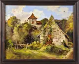 Frans dorpsgezicht by Ton Ancone 1996 (Oldenzaal, epigoon v.d, Haagse School), olieverf op paneel, Frans dorpsgezicht 40x50cm, sold Jan 2013