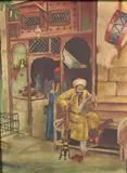 Ongesigneerd ca, Arabische voorstelling, 1950, olieverf op linnen, Arabische voorstelling waterpijp roken 30x40cm