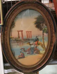 V. Kranz, kamelen, 1930, olieverf op paneel, bedoeïnen met kamelen bij water 48x34cm